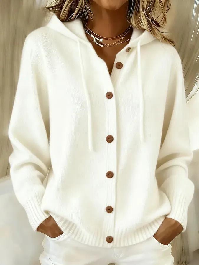 2026 Women's Casual Knit Hooded Cardigan - Autumn/Winter Fashion
