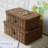 Großer Aufbewahrungskorb aus Rattan, gewebte Aufbewahrungsbox mit Deckel, stapelbarer Korb für Kleinigkeiten, Aufbewahrungsorganisator, Spielzeugbehälter, Organisation
