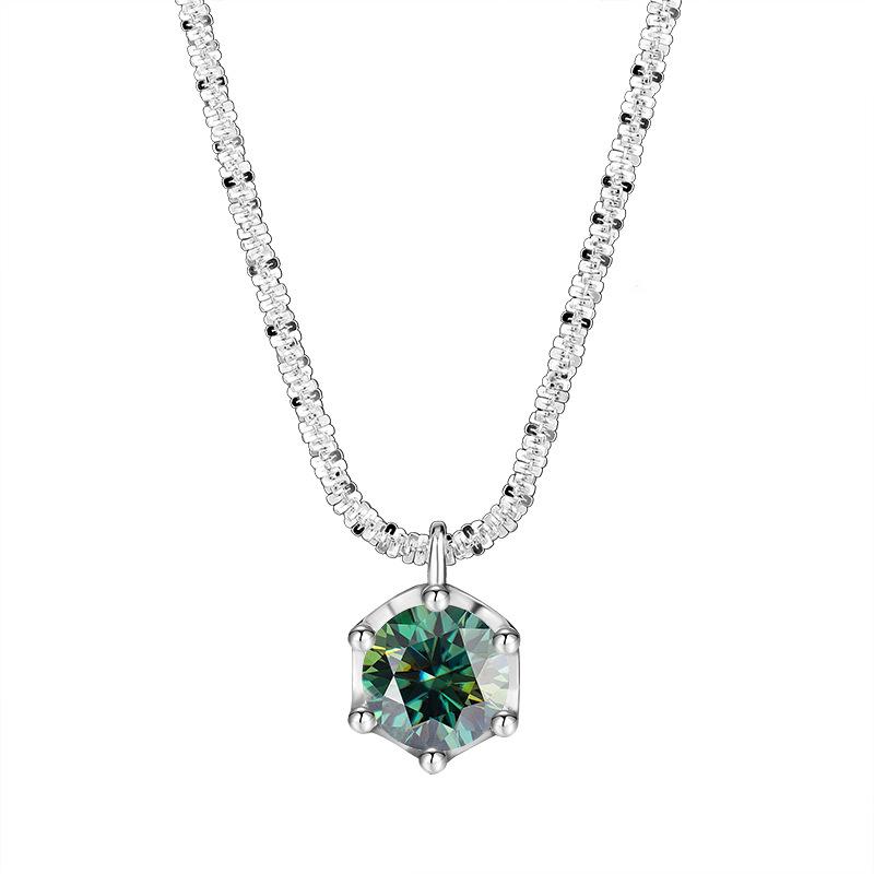 Women's S925 Sterling Silver Sparkling Cauliflower Moissanite Necklace Six-Prong Minimalist Luxury Fashion Clavicle Chain