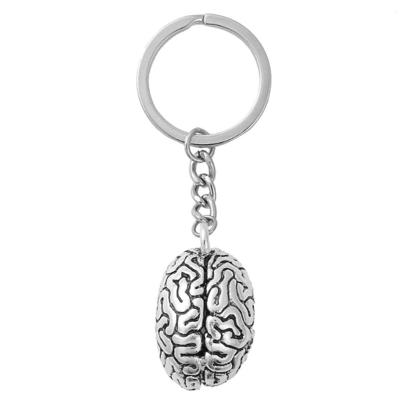 Vintage 3D Brain Keychain Anatomical Organs Body Parts Keyring Pendant For Doctor Graduation Gift Jewelry Handcrafts