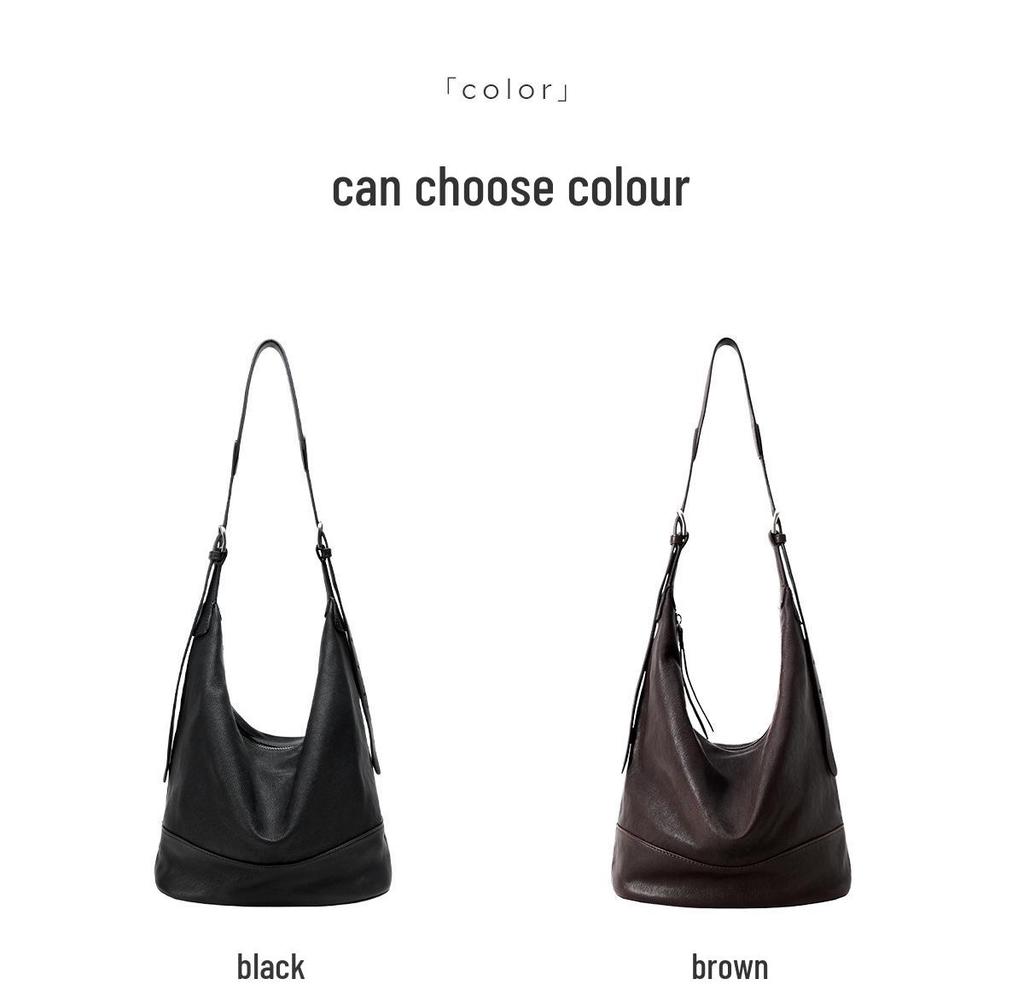 Qiu Zhen Women's Large Capacity Crossbody Hobo Bag, Grid Pattern, Vegetable Tanned Sheepskin, Double Handle.