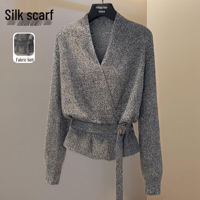 Women's V-Neck Shimmer Knit Pullover