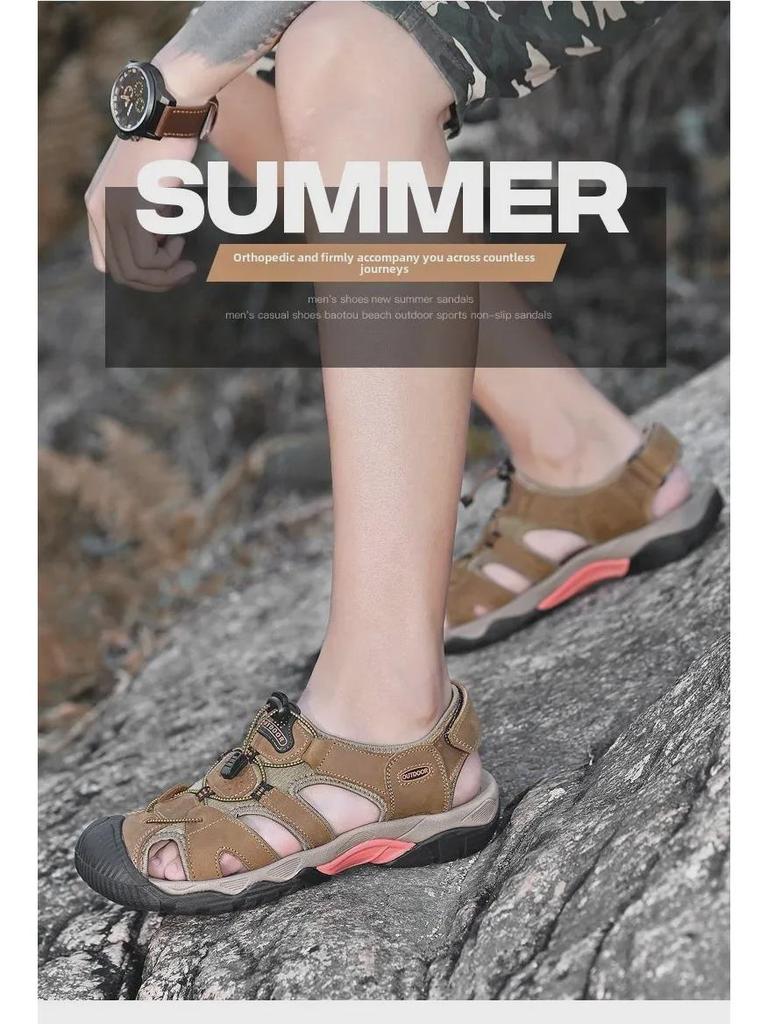Men's Cross-Border Large Leather Outdoor River Sandals