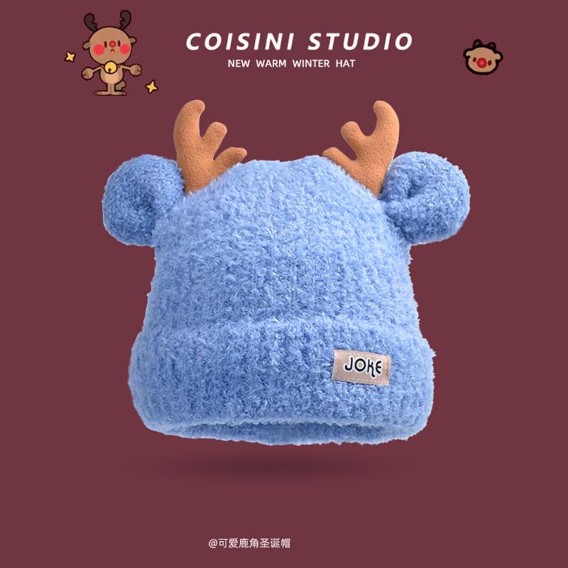 9873 Winter Christmas antlers knitted wool hat versatile hat female cute warm pullover tide