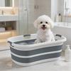 Dog Bathtub, Foldable Portable Bathtub with Drain Hole, for Small Breed Dogs and Puppies, Grey