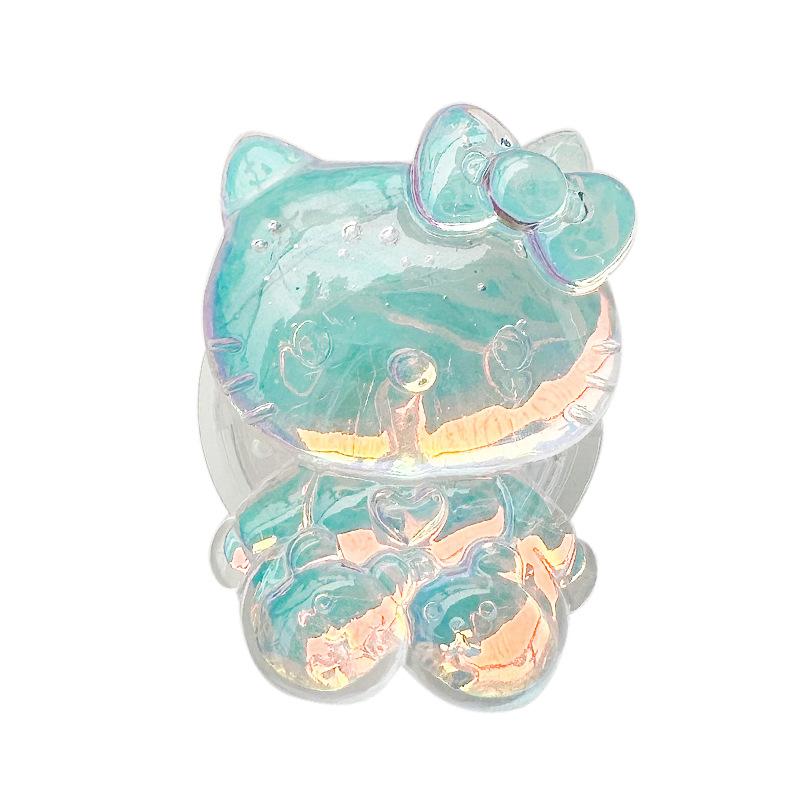 Cartoon Animation Transparent Bow Tie Kitten Laser Colorful Mobile Phone Case Airbag Bracket Girl Heart Wind Retractable