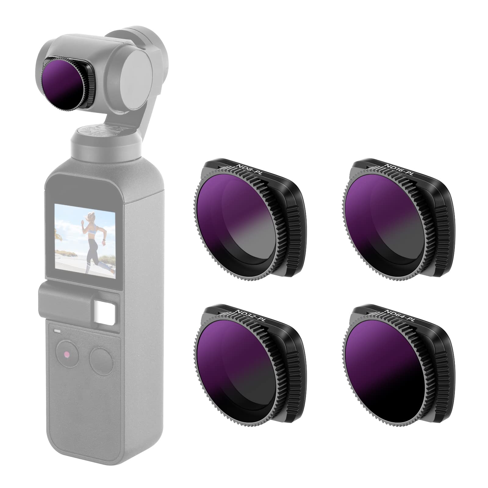 

NEEWER Magnetic Filter Kit 4pcs Filters Made of Optical Glass and Aviation Aluminum Frame Compatible with Osmo Pocket Pocket 1 Cameras ND/PL ND8/PL,