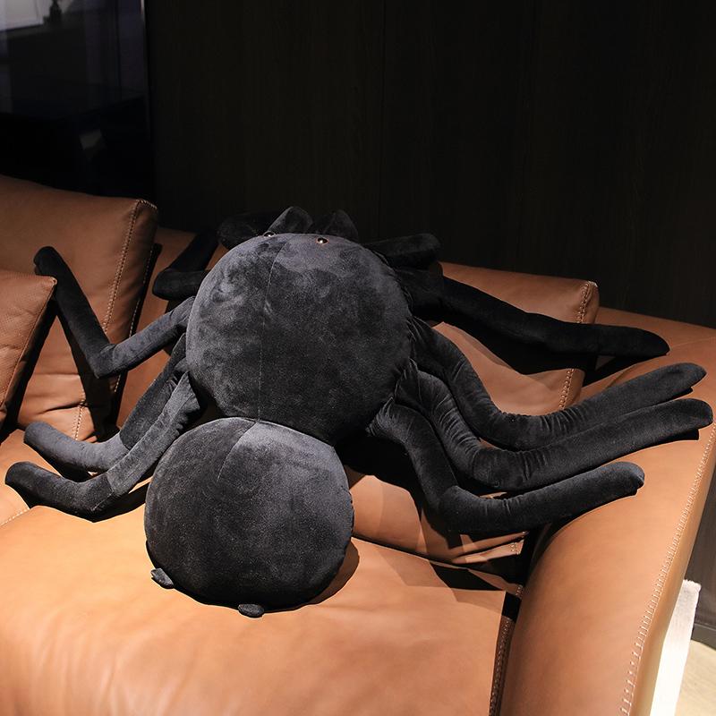 Giant Black Spider Plush Super Soft Stuffed Animal Vintage Holloween Cute Realistic Creepy Decor