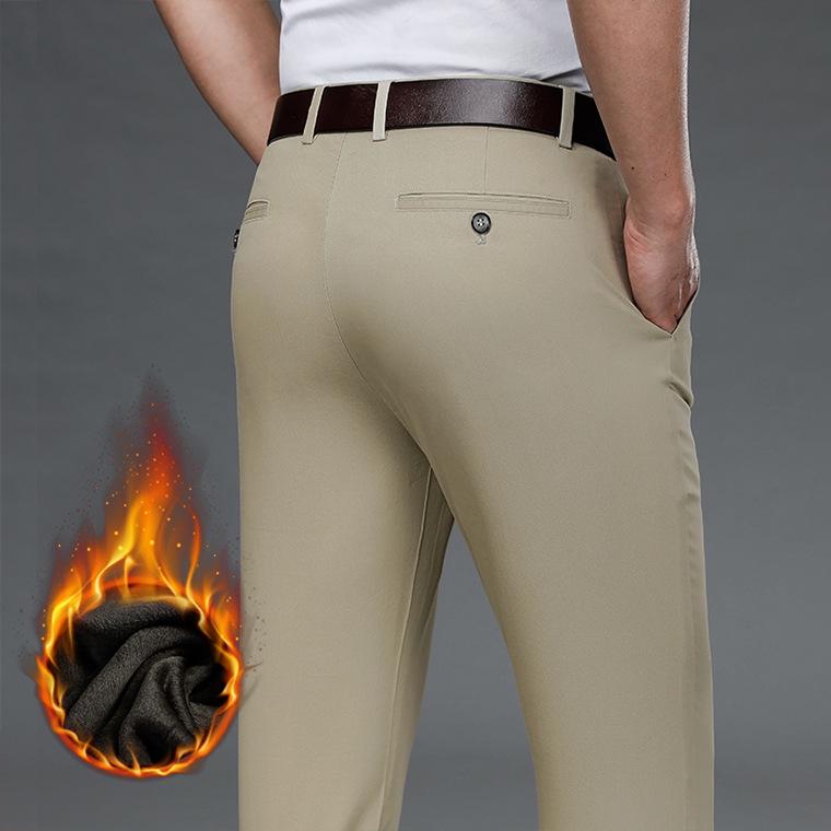 Thickened Winter Trousers: Casual Dress Pants for Middle-Aged Men