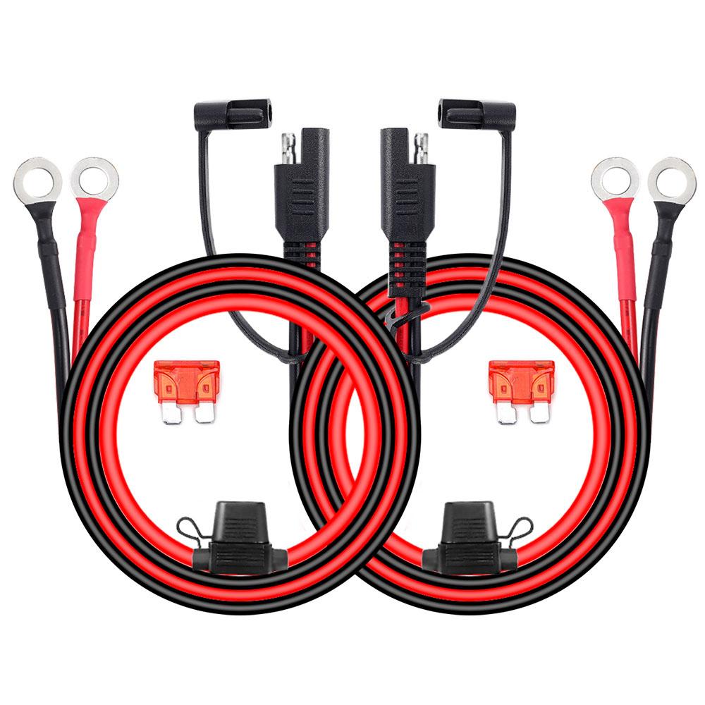 1-10 stuks 12V Motorfiets Batterijkabel SAE Naar O-ring Connectoren Snelle Verlengsnoer Kabel 18AWG Snoer Draad Met 10A Zekering Voor Batterijlader/Oplader 2 Pieces