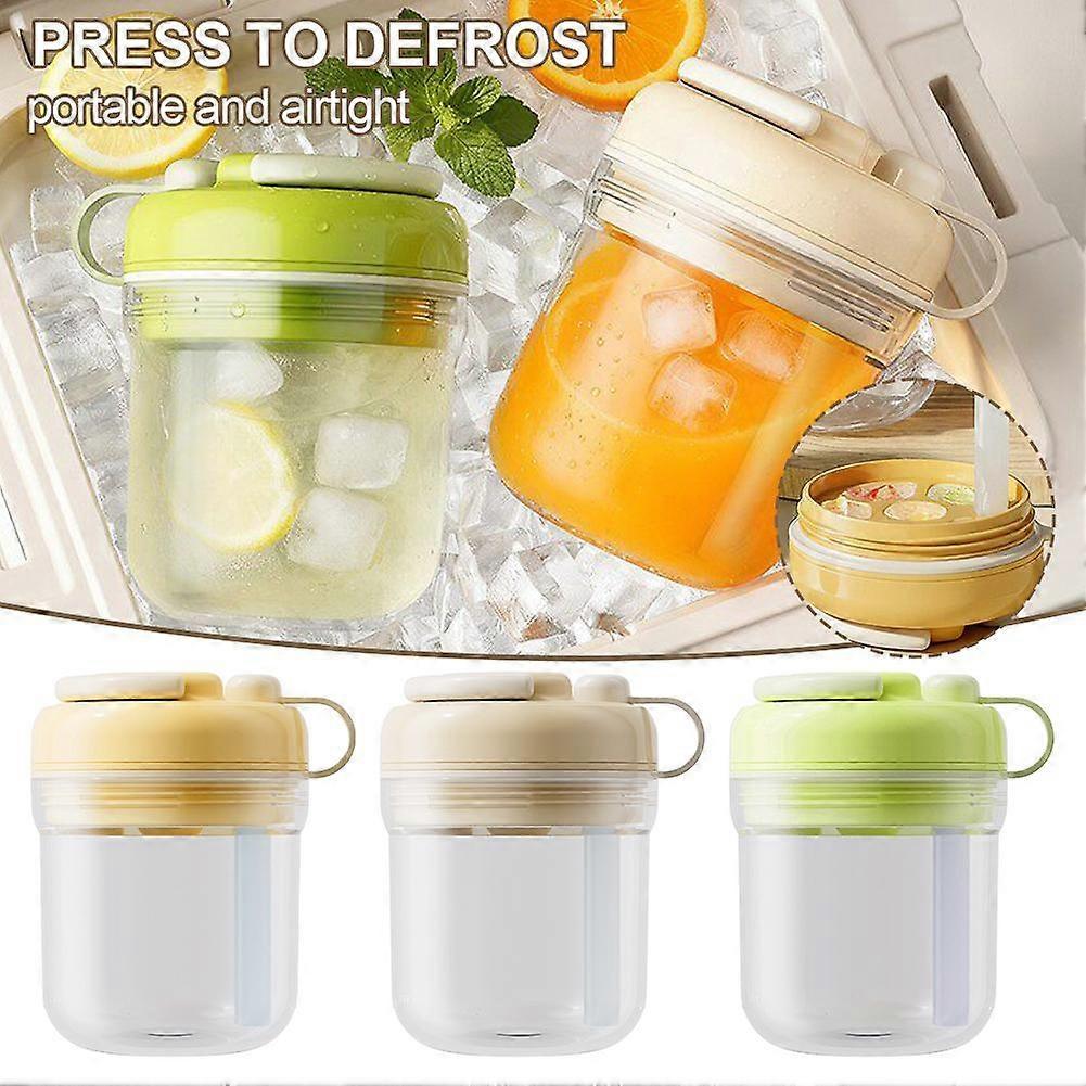 3 In 1 Ice Cup Coffee Travel Bottle With Ice Tray Press Button Dispenser