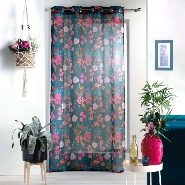 Eyelet Panel Sheer Curtain Sand 140 X 240 Cm Exotic Paradise Blue