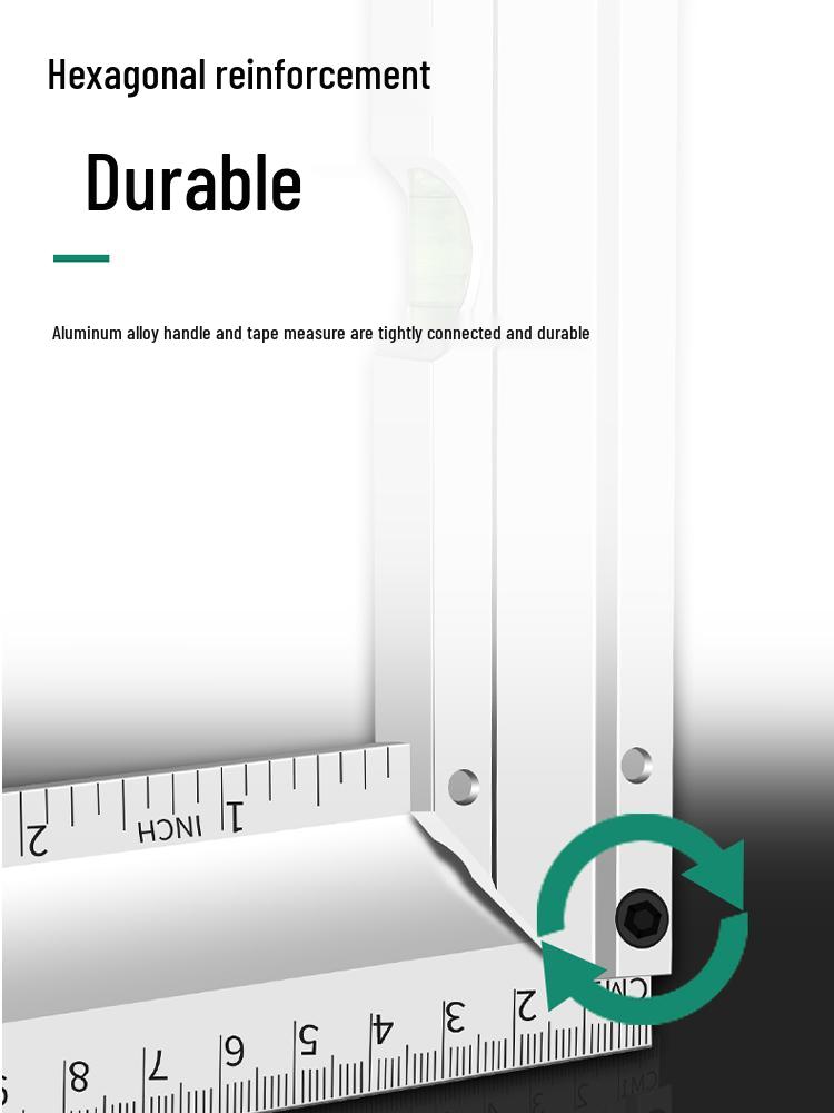 90° Aluminum Corner Woodworking Level & Triangle Steel Ruler