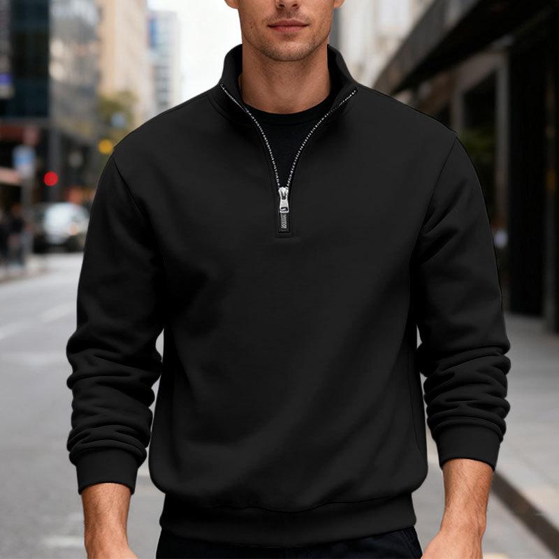 Autumn/Winter New Arrival Men's Fleece Sweatshirt Oversized Fit, Heavyweight Stand Collar Zip-Up Hooded Sweatshirt