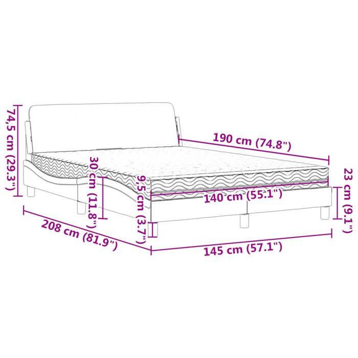 VidaXL Lit avec matelas bleu 140x190 cm tissu 3208390
