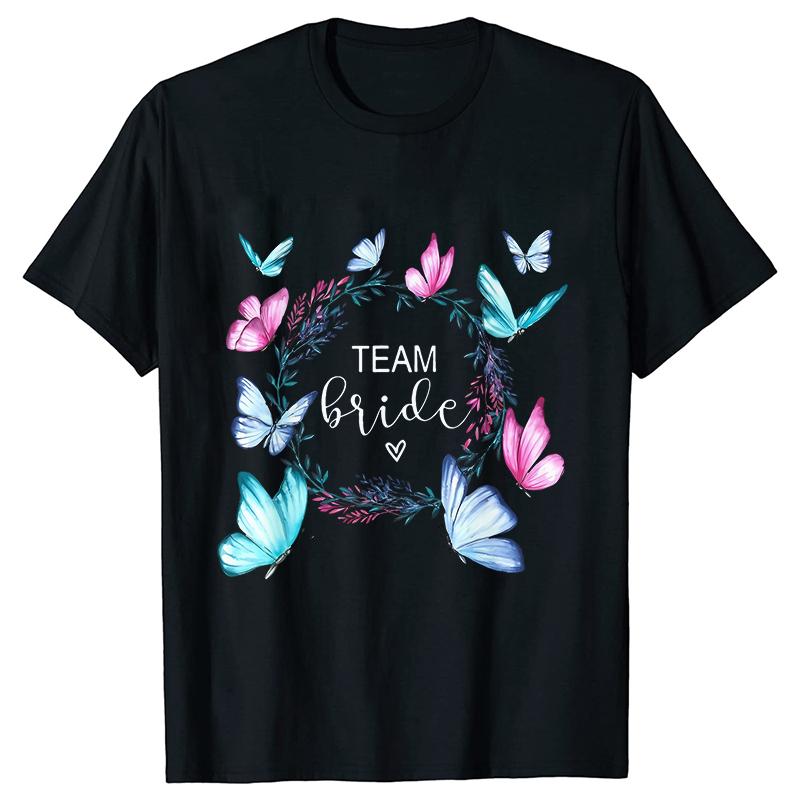Fashion Bridal Wedding Party T-shirt Team Bride Bridesmaid Shirts Unisex’s Bachelorette Single Farewell Party Flower Wreath Tees