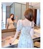 Elegant 2026 Summer Floral Chiffon Dress with Puff Sleeves and Slim Waist