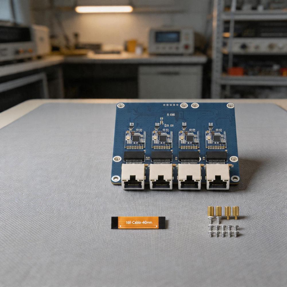 4-Port Ethernet Adapter Board For RASPBERRY- Pi 5 2.5G High Speed Driverless Network Interface Card 91.5mm Circuit Board Part