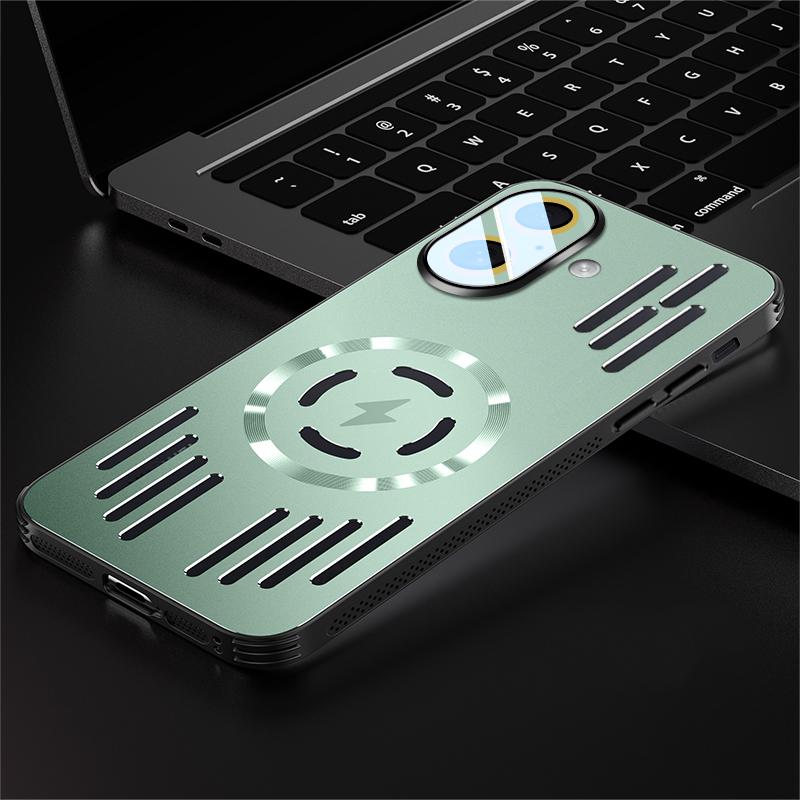 Hard Metal Heat Dissipation Magnetic Wireless Charging Cover For iPhone 16 15 Pro Max Plus 16E 16Pro Cool Protective Back Case