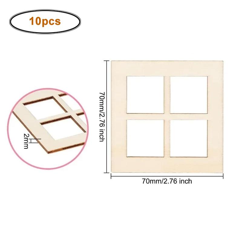 

10pcs/lot Wooden Miniature Window Square Miniature Window Frame Mini Wood Garden Ornaments Mini Furniture Windows Frame
