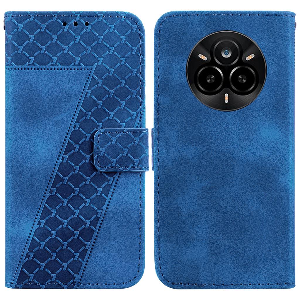 For Realme 14 Pro 5G Stand Case 7-Shaped Pattern Imprint Leather Phone Cover