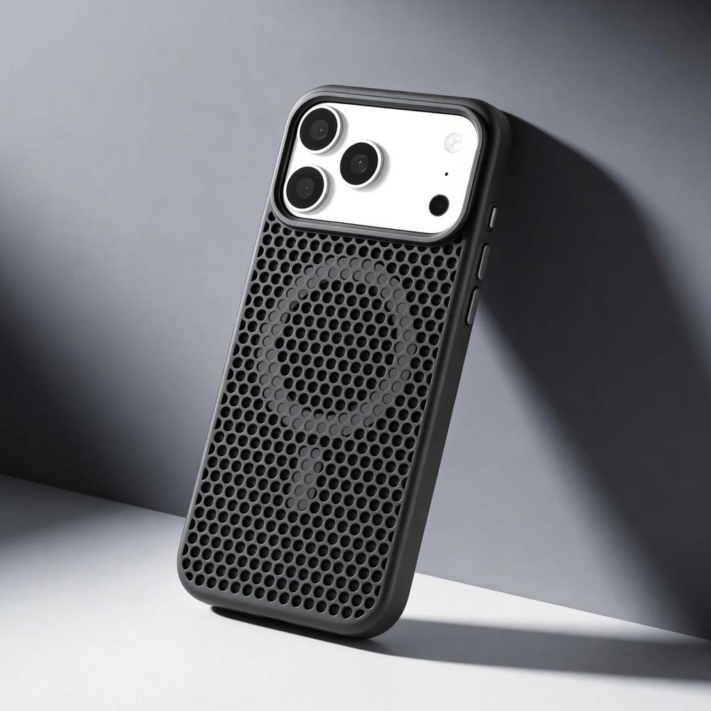 Honeycomb Grid Breathable For Magsafe Case For iPhone 17 Air 16 15 14 13 12 Pro Max Plus Alloy Lens Magnetic Hard PC Back Cover