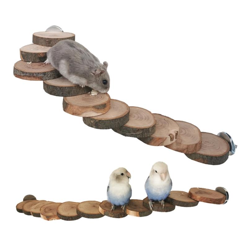 Hamster Ladder Wooden Blocks Chew Toy for Guinea Pig Hedgehog Mouse Sugar Glider Squirrel Chipmunk Climbing 10 Stairs