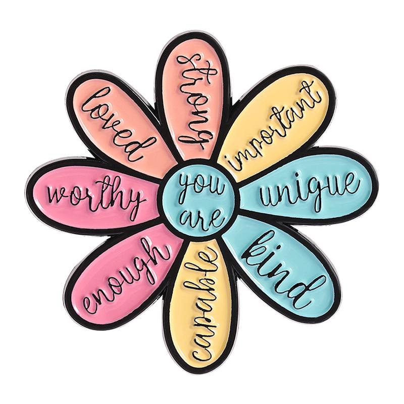 You Are Beautiful Worthy You Are Enough Enamel Pin Positive Quote Mental Health Self-care Brooches Lapel Badge Jewelry Gifts