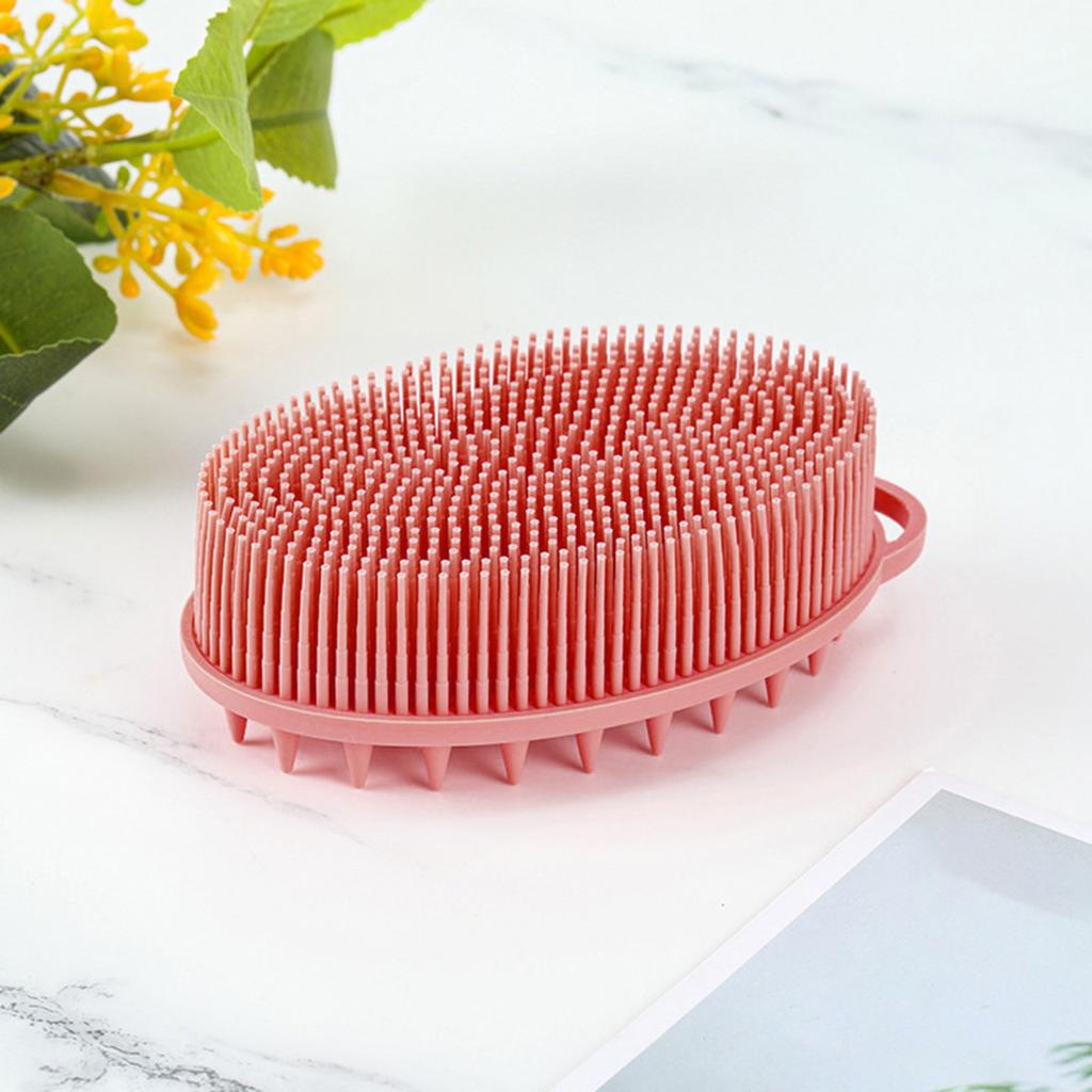 Yousheng Bath Brush 2 In 1 Design Massage Cleansing Brush for Body And Head Silicone Body Exfoliating Scrubber with Anti-Slip Handle