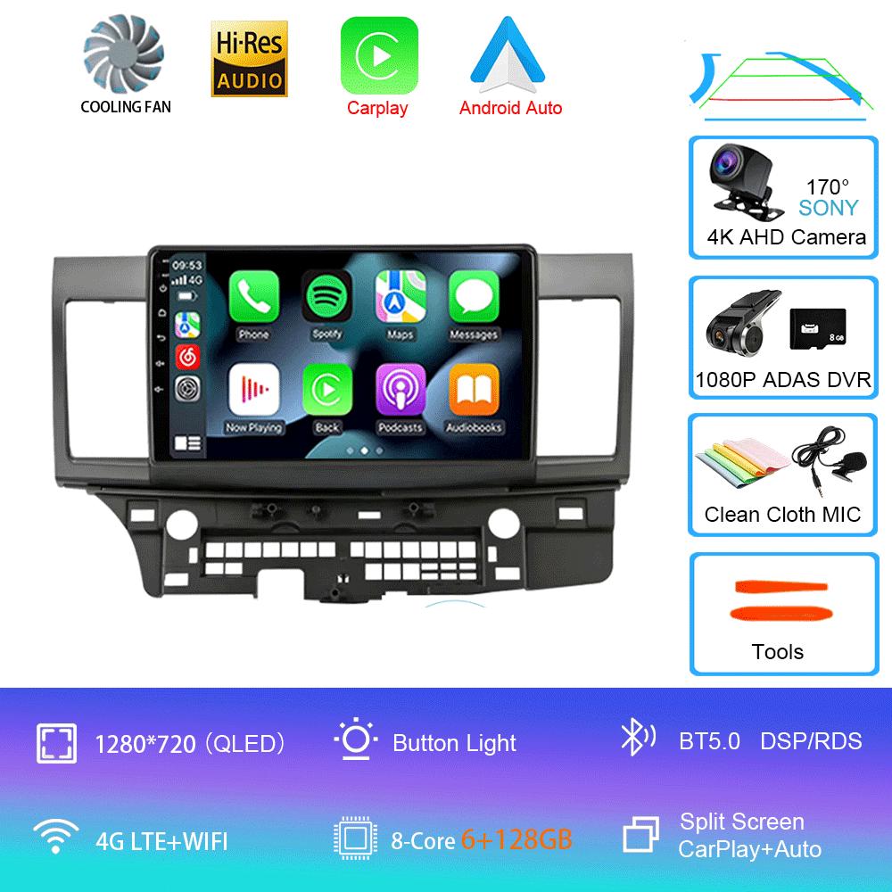 For Mitsubishi Lancer 2007-2012 Android 14 4G Car Radio Car Radio Multimidia Video Player Navigation GPS 2din 2 Din Carplay