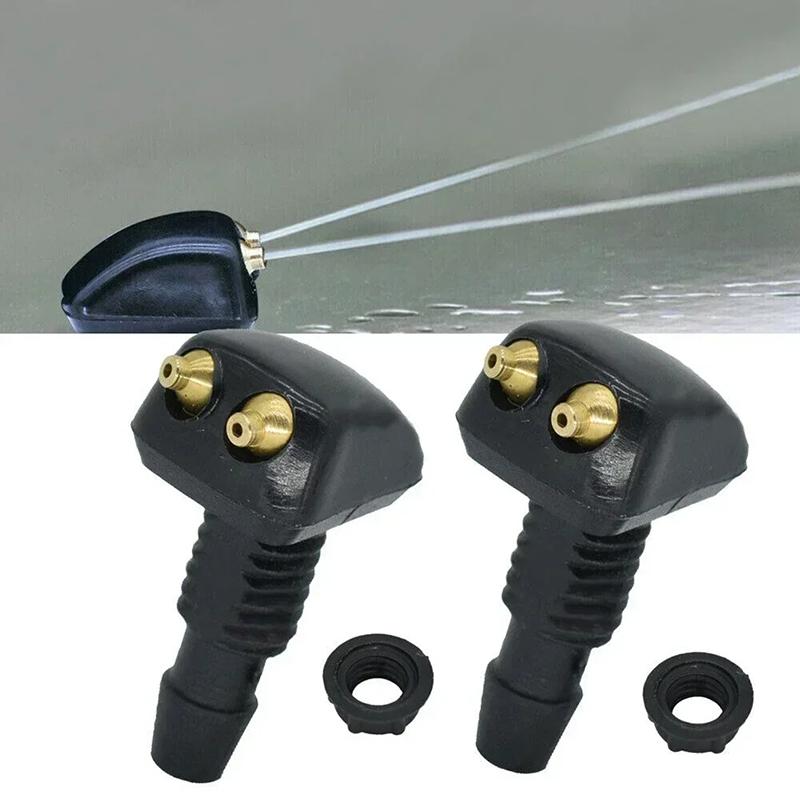 2Pcs Car Windshield Wiper Washer Spray Nozzle Fits Most Car Models Car Dual Holes Windshield Washer Nozzle Water Spray New