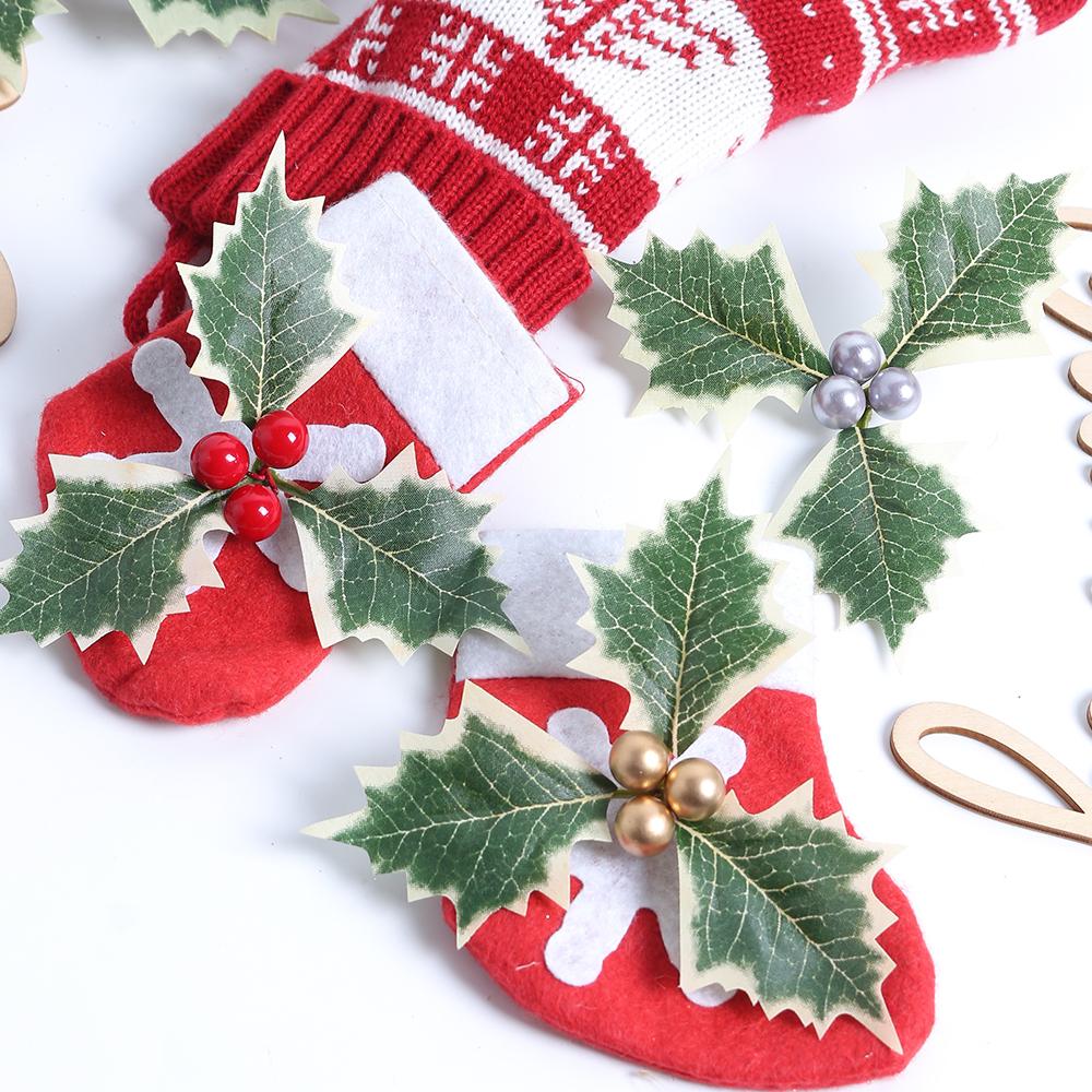 10Pcs 10cm Christmas Decoration Artificial Leaves Pearl Fake Leaf Ornaments for Home Decor Navidad New Year Decor Gift Accessory