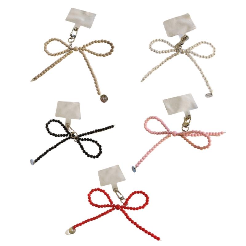 Resin Bowknot Pendant Clip Fashionable Accessory Enhancing Device Beads Keychain Suitable for Phone Cameras Headphone