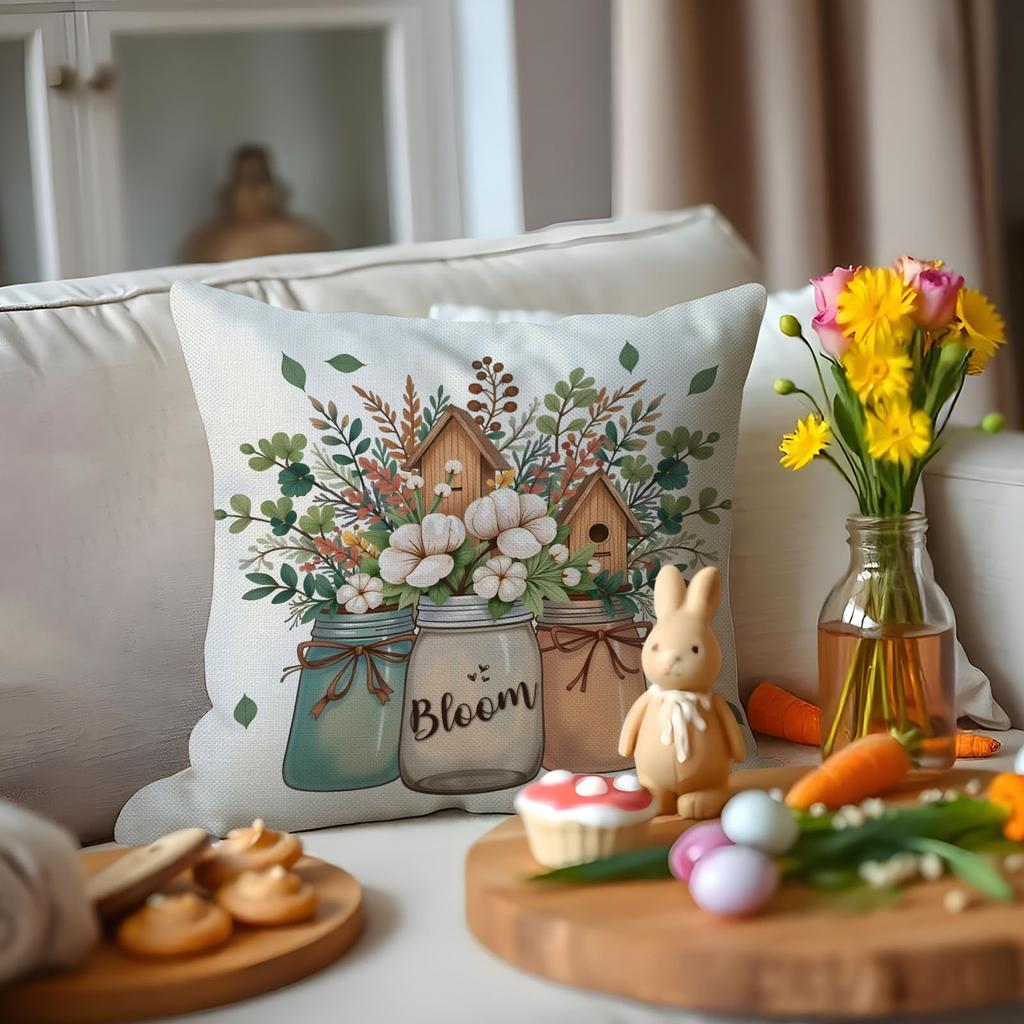 Sofa Pillow Spring Decoration Plant Print Pillow Living Room Simple and Comfortable Seat Cushion