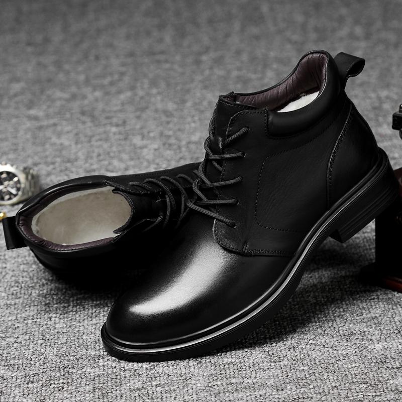 Fashion New Autumn Winter Fashion Genuine Leather Men Boots Lace-up High Top Ankle Boots Male Footwear Snow Boots Platform Casual Shoes