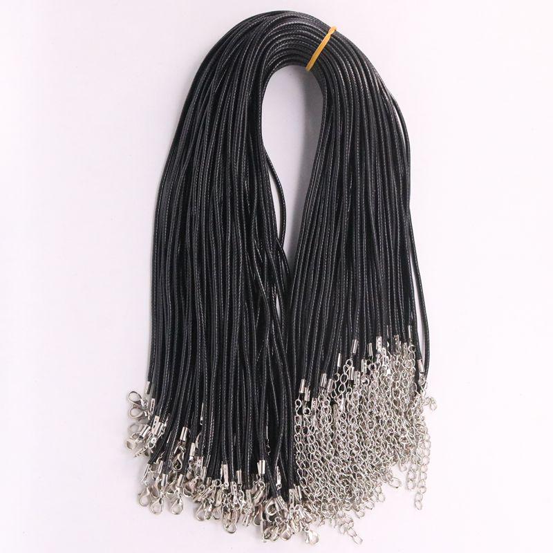 DIY Jewelry Accessories: Black Waxed Leather Necklace Cord with Lobster Clasp