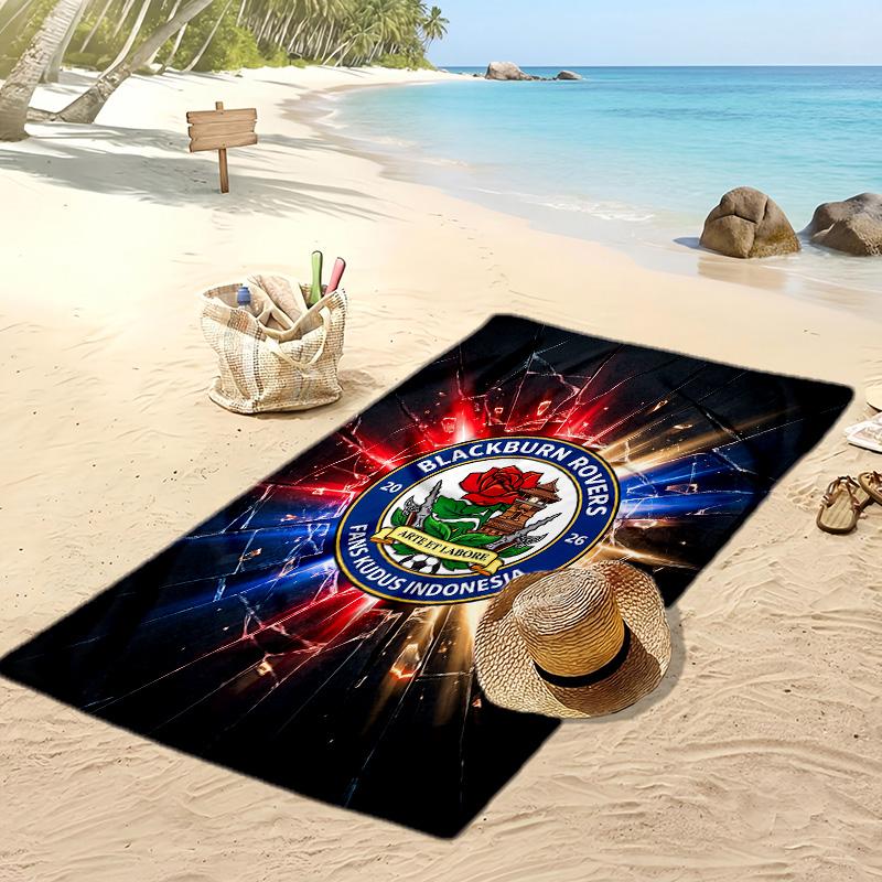 Blackburn Rovers Fußball Print Strandtuch, Großes Weiches Schnelltrocknendes Handtuch für Strand Camping Schwimmen