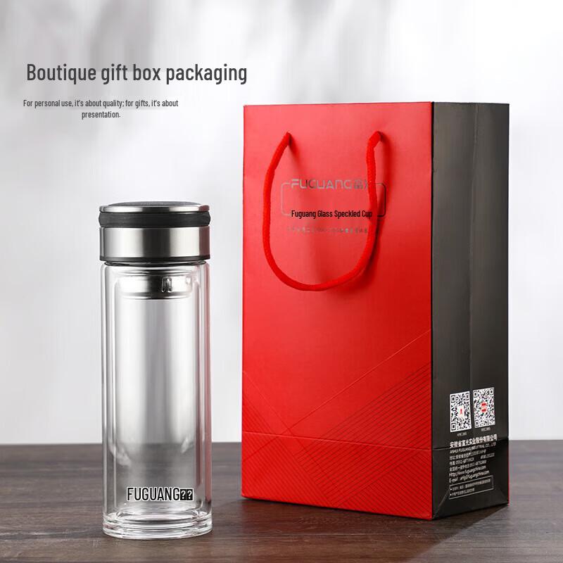 Fuguang 360ml Double-Layer Portable Glass Cup