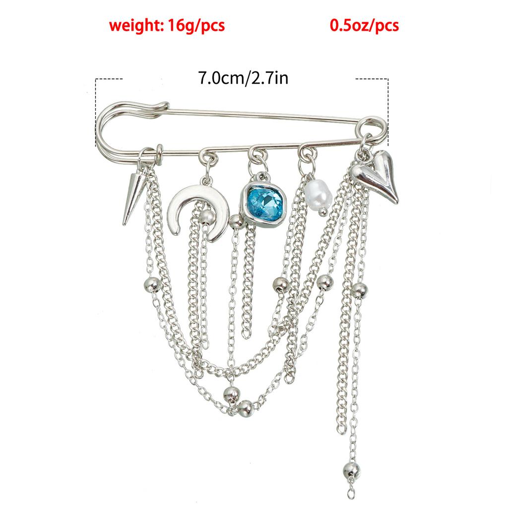 Love Moon Element Tassel Brooch Clothing Light Luxury Functional Pin Accessories
