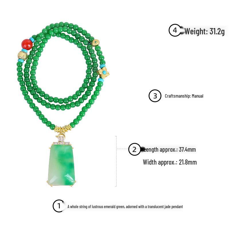 Elegant Jade Flower Pendant Sweater Chain - Versatile Autumn/Winter Necklace for Men & Women