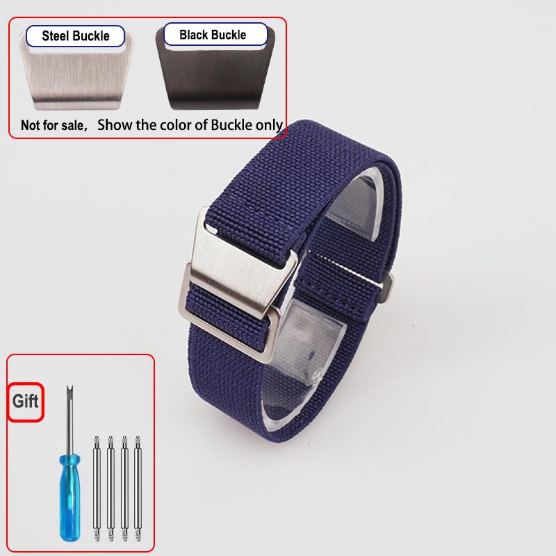 60s French Troops Parachute Bag Elastic Watch Strap 18 20mm 22mm Nylon Watchbands Man's Universal Ballistic Fabric Wristband