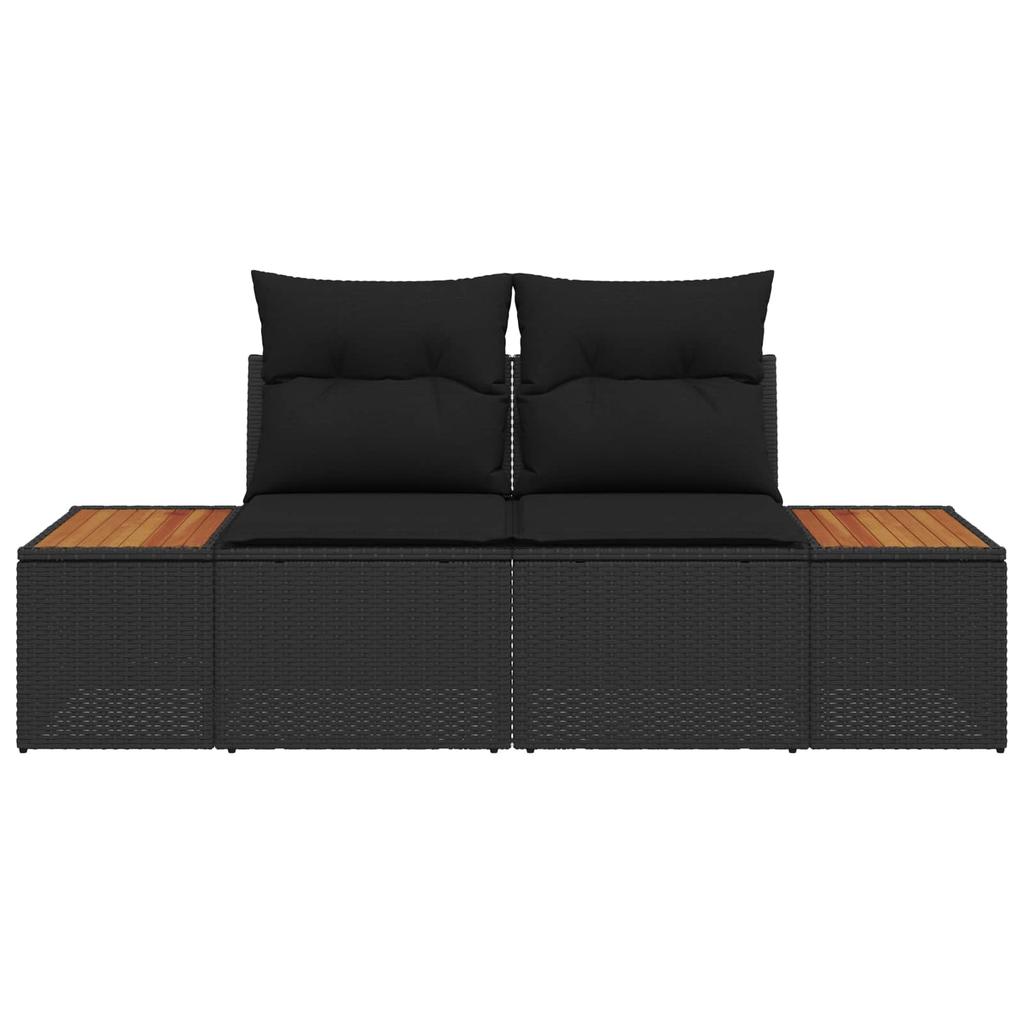 Garden Sofa Black 184 x 62 x 85 cm Poly Rattan