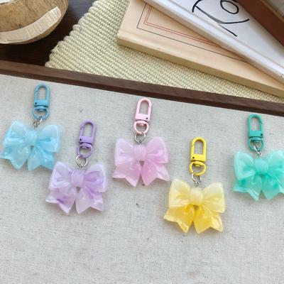 Crystals Clear Bowknot Tie Keychain Colorful Resin Accessory Portable Special Gifts for Keys Bag Charm Hanging