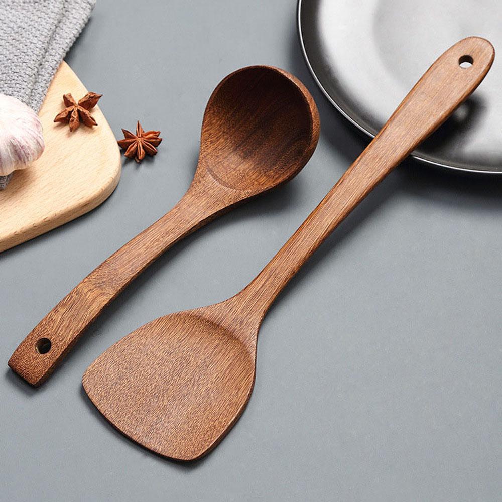 Wooden Nonstick pan Meat Kitchen Tools Mixing Spoon Soup Scoop Ladle Cooking Shovel Rice Spatula