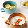 Ceramic Breakfast Bowl 700ml Microwave & Oven-Safe Soup Mug with Lid & Spoon Large Capacity Soup Bowl for Oatmeal Noodles