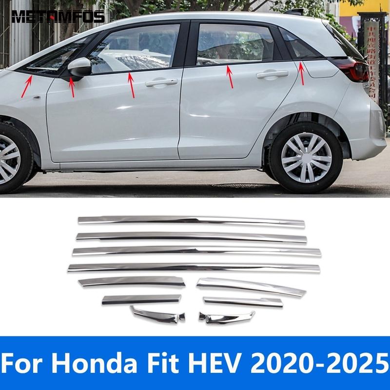 Accessories For Honda Fit HEV -2024 2025 Stainless Steel Lower Window Sill Window Frame Molding Trim Sticker Car Styling