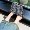 Fashion Platform Woven Pig Cage Cool Slippers Women's New Summer Round Head Hollow Breathable Soft Bottom Beach Baotou Semi-drag