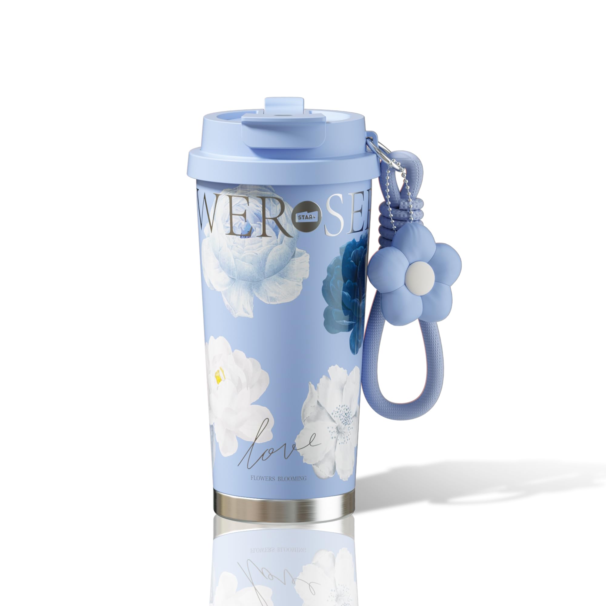 

Sidagar 520ml Vacuum Insulated Stainless Steel Coffee Cup with Leak-Proof Lid, Keeps Hot or Cold, Reusable, Portable Coffee Tumbler for Women, Floral