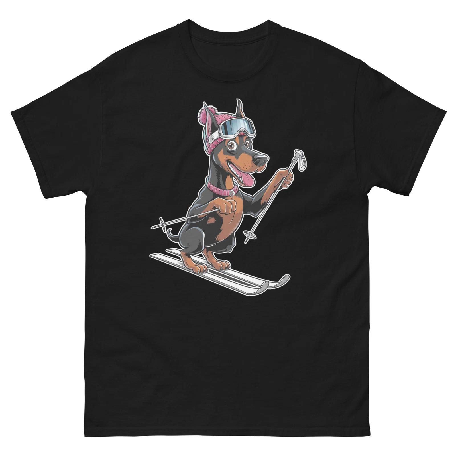 Doberman Skiing Fun Ski Skier Shirt T-Shirt 4XL