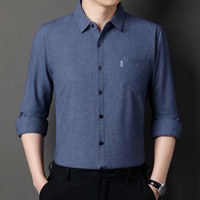 Jarní a podzimní košile s dlouhým rukávem Pánská Středního věku Business Ležérní Bavlna Otec Pánský outfit Košile